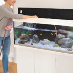Frau mit Aquariumschlauch